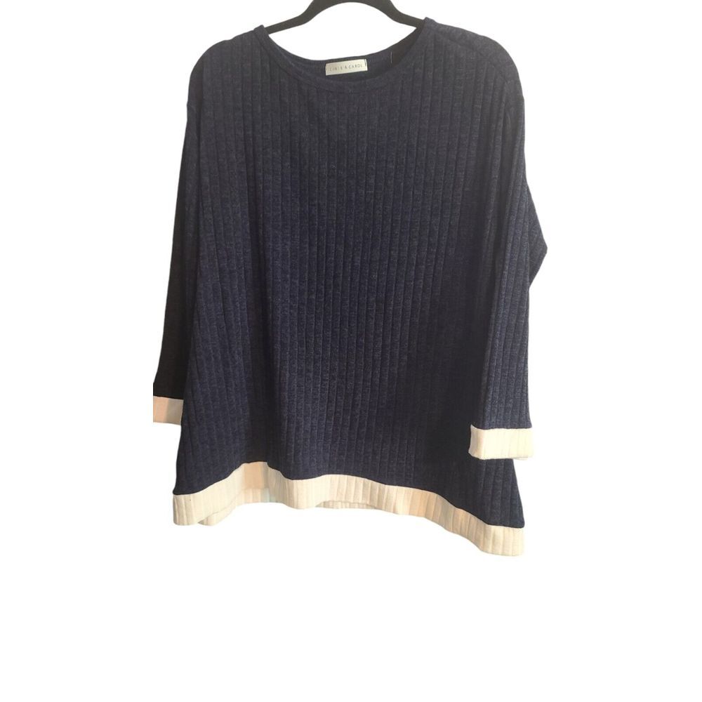 Chris &‎ Carol Long Sleeve  Sweater Womens Small Navy/White USA